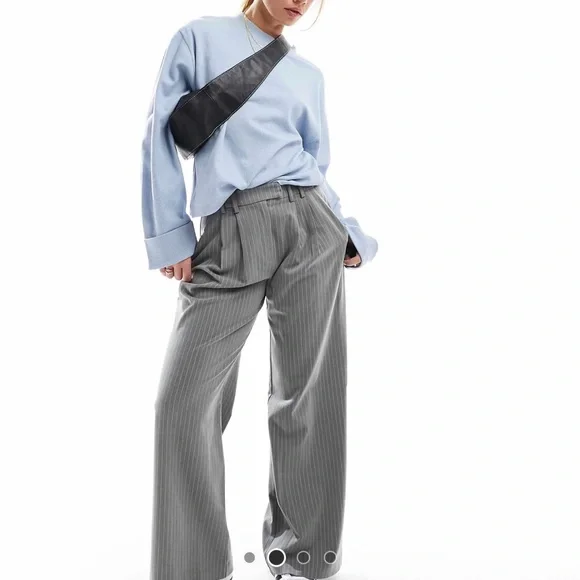 asos design slouchy long sleeve t-shirt in mid blue - size M - Picture 2 of 4